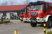 wóz strażacki podczas ćwiczeń sztabowych na terenie Centrum Dystrybucji Gazu Płynnego w Konopnicy