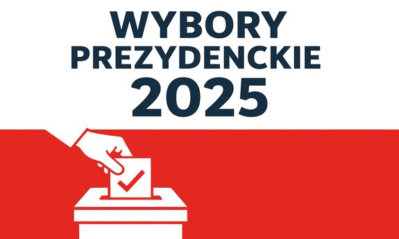 Napis wybory prezydenckie 2025 i urna wyborcza.