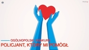 Dłonie trzymające serce. napis: Ogólnopolski konkurs policjant, który mi pomógł.